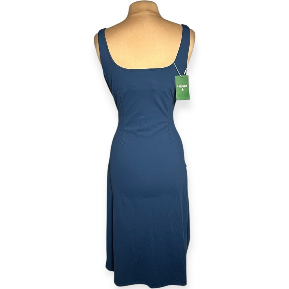 Halara square neck corset rushed midi dress Majolica Blue size XL 16 - Picture 4 of 13
